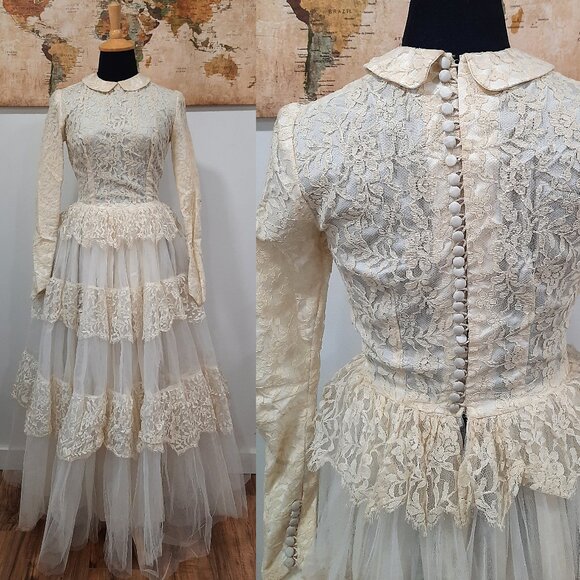 Vintage Dresses & Skirts - Vtg 40s wedding dress - Handmade